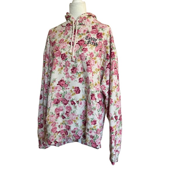 Teddy Fresh Hoodie Sweatshirt Floral Print Pullover Drawstring 3XL - Picture 1 of 7